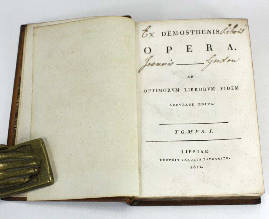 Demosthenis; Opera ad Optimorum Librorum Fidem, Tauchnitz, Leipzig, 1812, 5 volumes