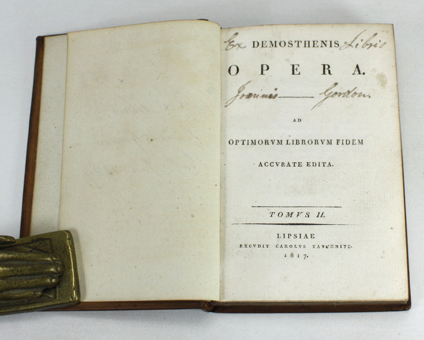 Demosthenis; Opera ad Optimorum Librorum Fidem, Tauchnitz, Leipzig, 1812, 5 volumes