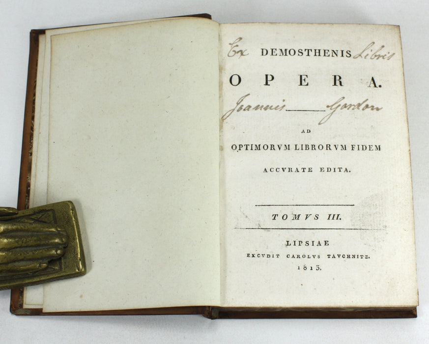 Demosthenis; Opera ad Optimorum Librorum Fidem, Tauchnitz, Leipzig, 1812, 5 volumes