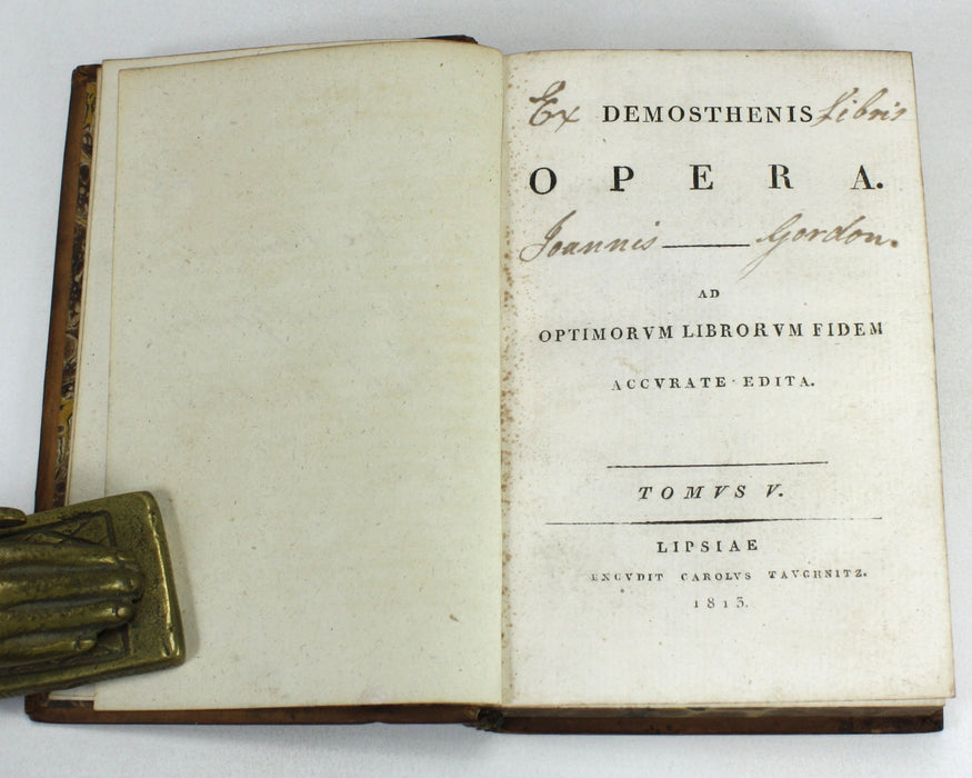 Demosthenis; Opera ad Optimorum Librorum Fidem, Tauchnitz, Leipzig, 1812, 5 volumes