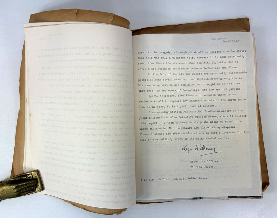 Dennis Wheatley; Murder Off Miami; 1936 first edition dossier, 1979 facsimile, and 1986 book publication