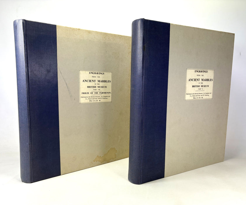 Description of the Collection of Ancient Marbles in the British Museum; With Engravings / Engravings from the Ancient Marbles – Parts VIII (Parthenon Frieze, 1839) & X (Townley Collection, 1845), folio, edited by Edward Hawkins.