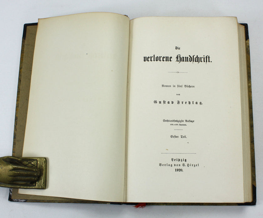 Die Verlorene Handschrift, Gustav Freytag, 1920, 2 Volume Set