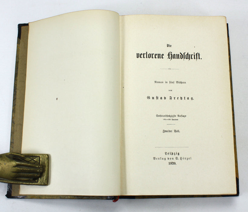 Die Verlorene Handschrift, Gustav Freytag, 1920, 2 Volume Set