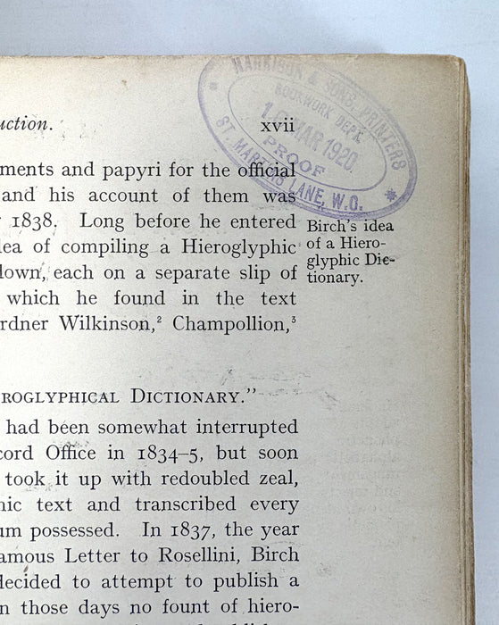 Sir E. A. Wallis Budge. An Egyptian Hieroglyphic Dictionary. Exceptional Harrison & Sons Printer's Working Production Copy, documenting the manufacture of the first edition, 1916-1920.