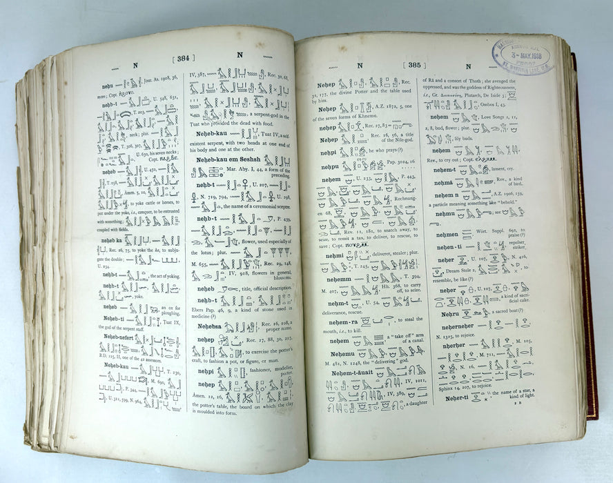 Sir E. A. Wallis Budge. An Egyptian Hieroglyphic Dictionary. Exceptional Harrison & Sons Printer's Working Production Copy, documenting the manufacture of the first edition, 1916-1920.