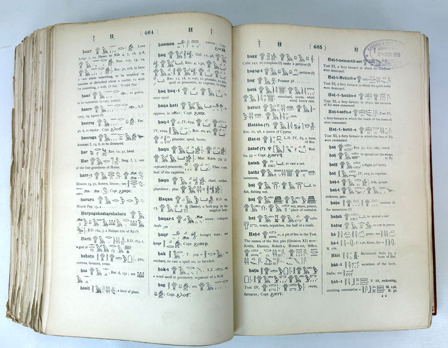 Sir E. A. Wallis Budge. An Egyptian Hieroglyphic Dictionary. Exceptional Harrison & Sons Printer's Working Production Copy, documenting the manufacture of the first edition, 1916-1920.