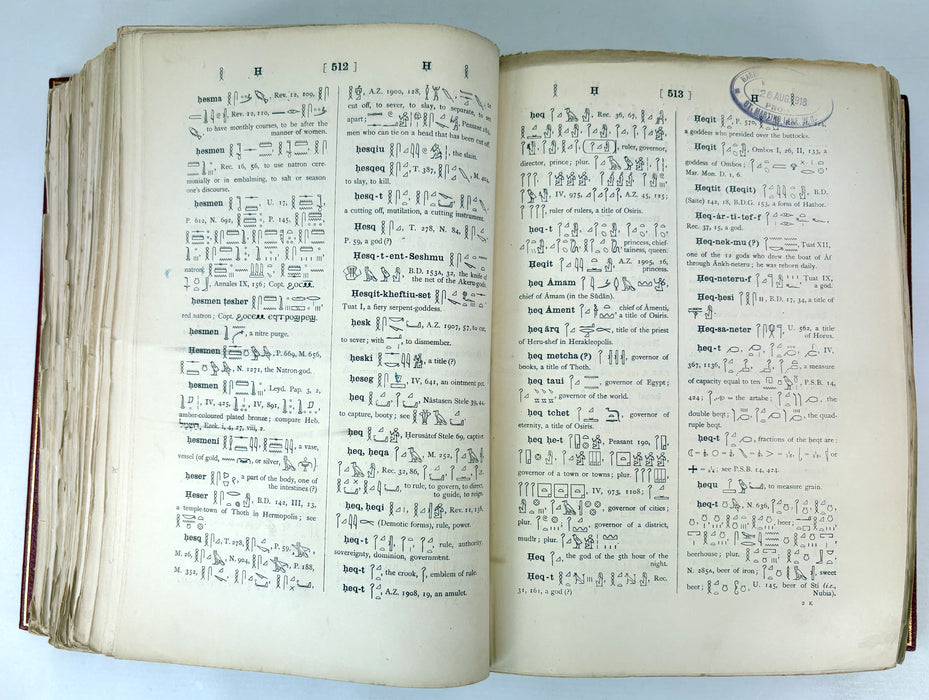 Sir E. A. Wallis Budge. An Egyptian Hieroglyphic Dictionary. Exceptional Harrison & Sons Printer's Working Production Copy, documenting the manufacture of the first edition, 1916-1920.