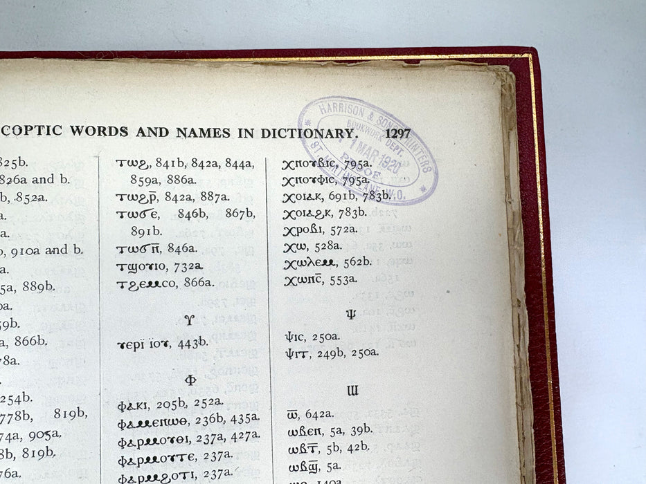 Sir E. A. Wallis Budge. An Egyptian Hieroglyphic Dictionary. Exceptional Harrison & Sons Printer's Working Production Copy, documenting the manufacture of the first edition, 1916-1920.