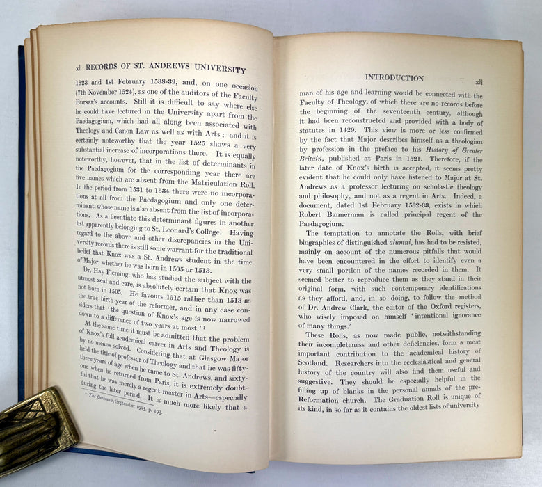 Scottish History Society; Early Records of the University of St Andrews 1413-1579, Ltd ed., and Acta Facultatis Artium Universitatis Sanctiandree 1413–1588