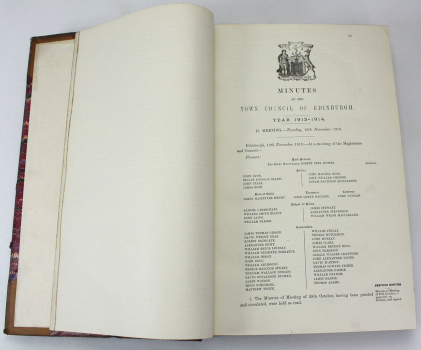 Edinburgh Council Records, Minutes of the Town Council of Edinburgh 1913-1918