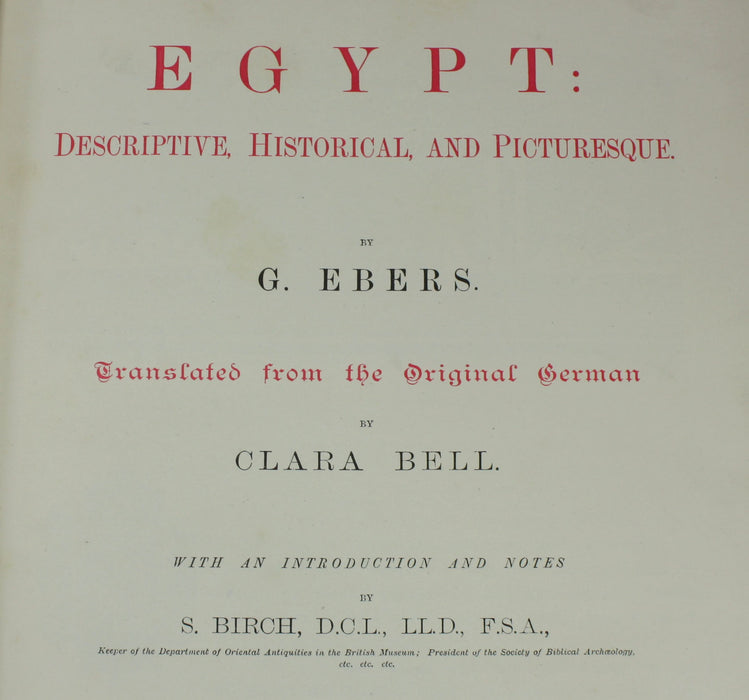 Egypt; Descriptive, Historical, and Picturesque, G. Ebers, 1887, 2 Volume Set