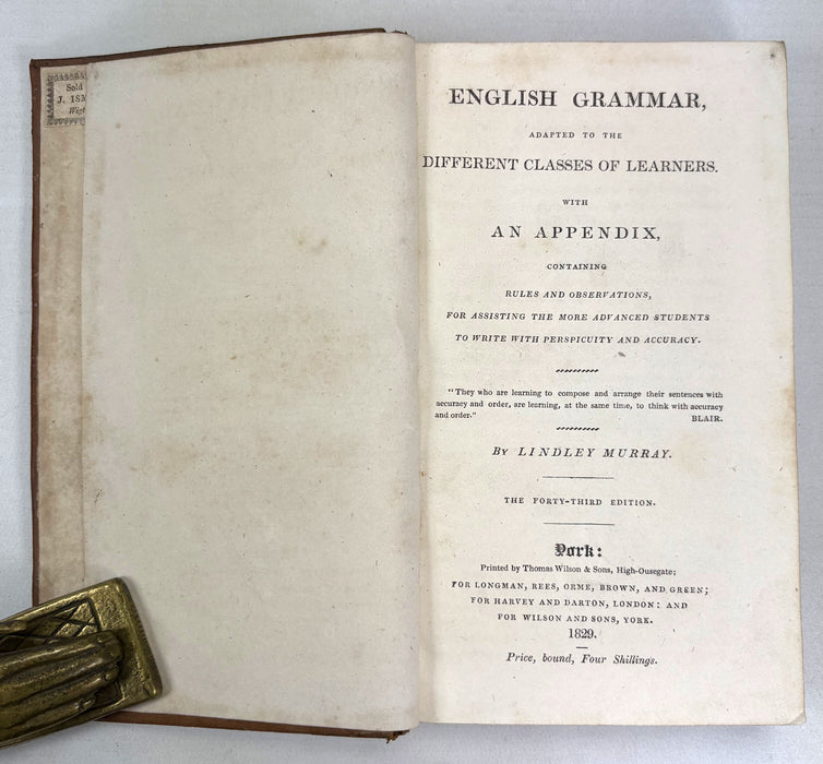 English Grammar Adapted to the Different Classes of Learners, Lindley Murray, 1829