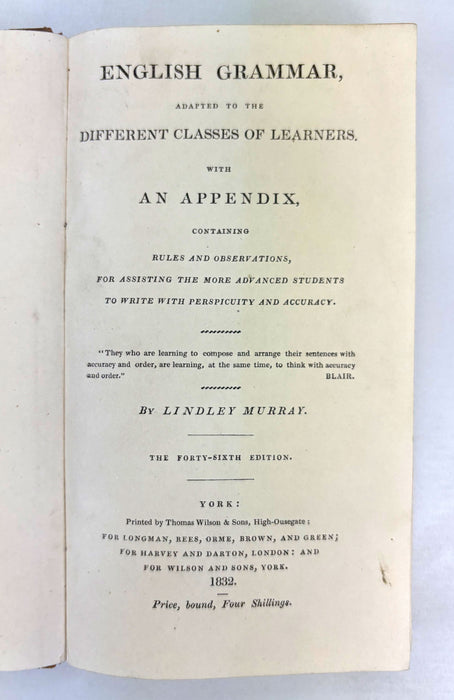 English Grammar Adapted to the Different Classes of Learners, Lindley Murray, 1832