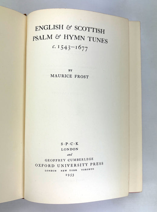 English & Scottish Psalm & Hymn Tunes c. 1543-1677, Maurice Frost, 1953