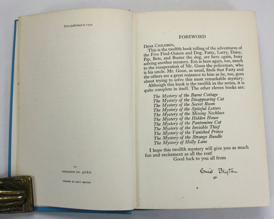 Enid Blyton first edition; The Mystery of Tally-Ho Cottage, 1954