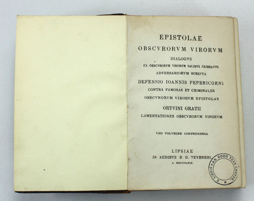 Epistolae Obscurorum Virorum, Defensio Ioannis Pepericorni, Ortuini Gratii, Lipsiae, 1869