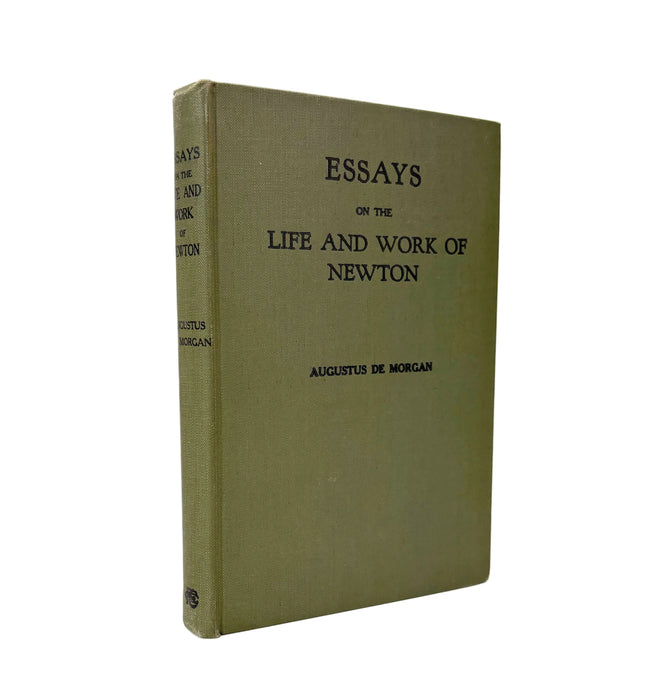 Book titled 'Essays on the Life and Work of Newton' by Augustus De Morgan with a green cover.