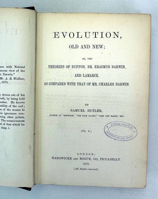 Evolution, Old and New; or, The Theories of Buffon, Dr. Erasmus Darwin, and Lamarck, As Compared with that of Mr. Charles Darwin, by Samuel Butler, 1879