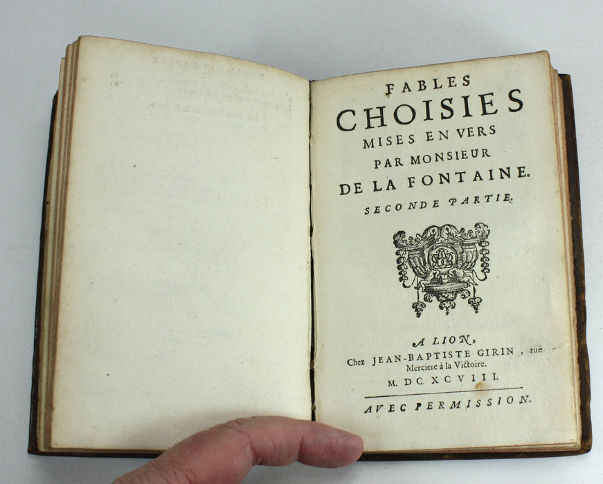 Fables Choisies Mises en Vers Par Monsieur De La Fontaine, 1698; 2 Volume Set