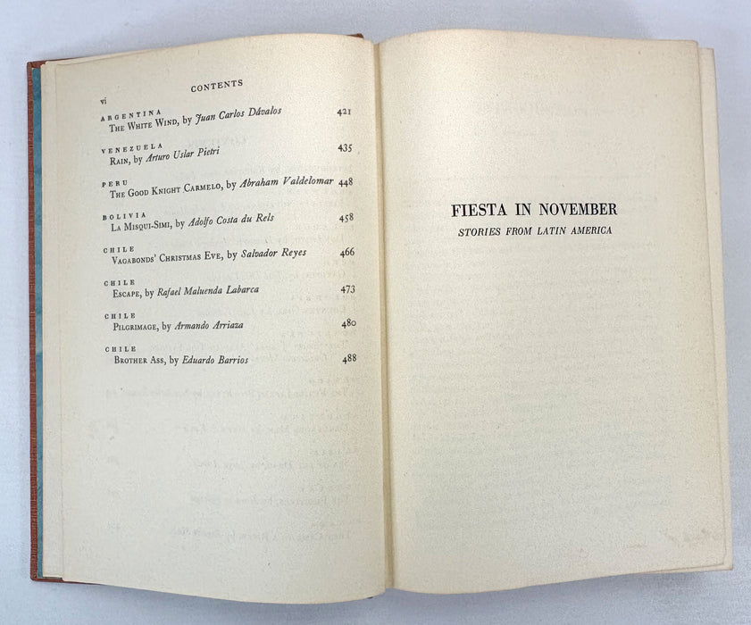 Fiesta in November; Stories from Latin America, edited by Angel Flores & Dudley Poore, Houghton Mifflin, 1942