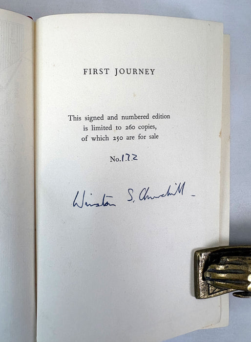 First Journey, by Winston S. Churchill. Signed Limited edition of 260 copies, 1966
