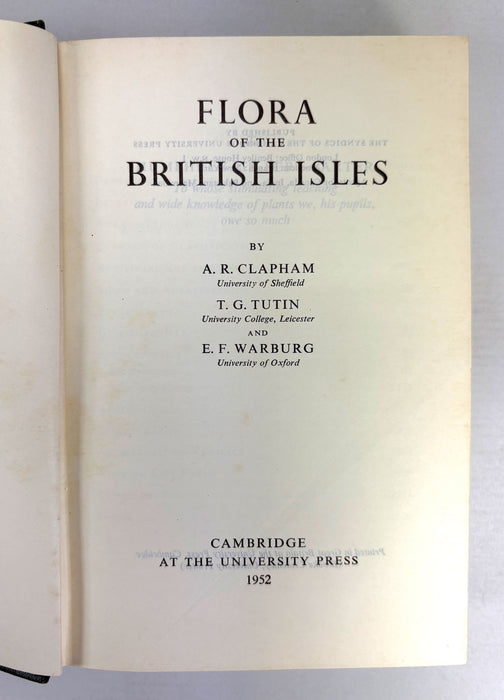 Flora of the British Isles, Clapham, Tutin & Warburg, Cambridge University Press, 1952