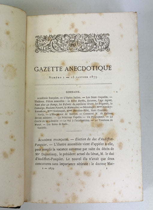Gazette Anecdotique; Litteraire, Artistique et Bibliographique, G. D'Heylli, 1879