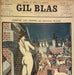Vintage newspaper page featuring 'Gil Blas Illustré Hebdomadaire' with a illustration of a man and dogs.
