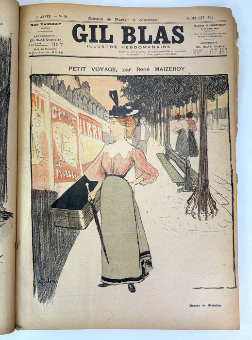Gil Blas Illustré, Complete bound run of 53 issues for 1897 of this Art Nouveau / Belle Époque periodical