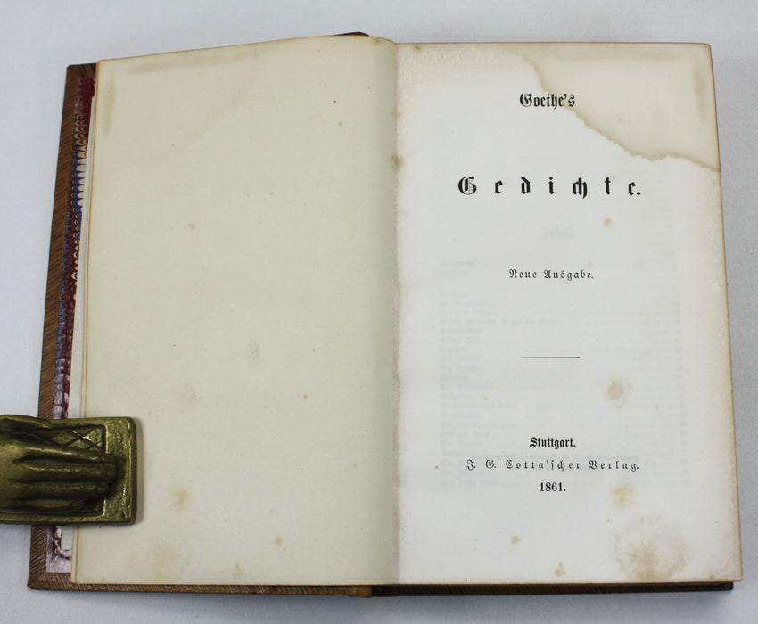 Goethe's Gedichte, Neue Ausgabe, Stuttgart, 1861. University of Cambridge prize copy.