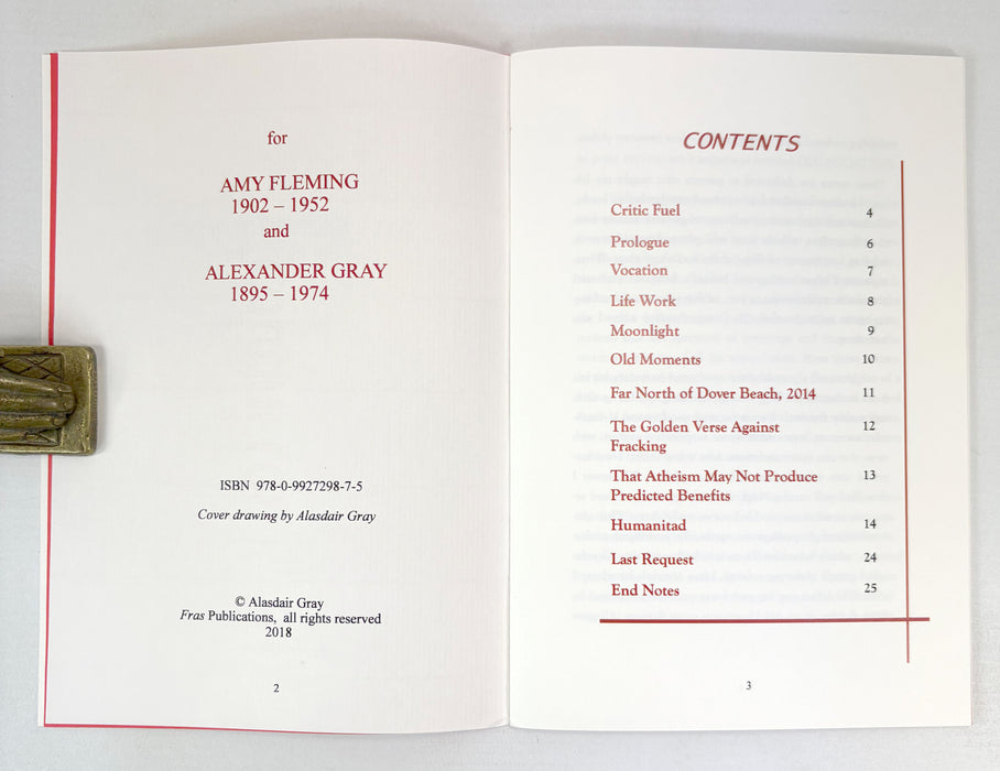 Guts Minced with Oatmeal; Ten Late Poems, by Alasdair Gray. FRAS Publications, 2018.