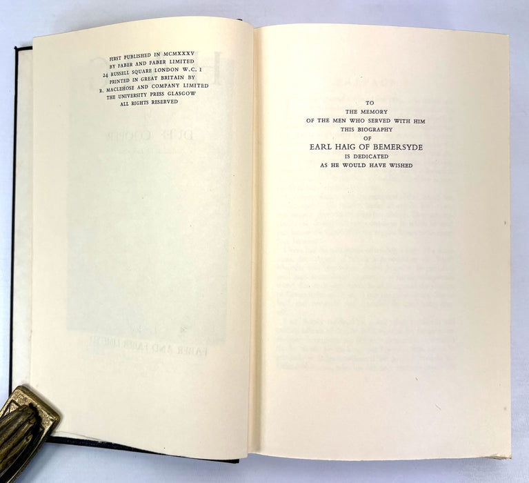 Haig by Duff Cooper, in Two Volumes, Faber and Faber, 1935