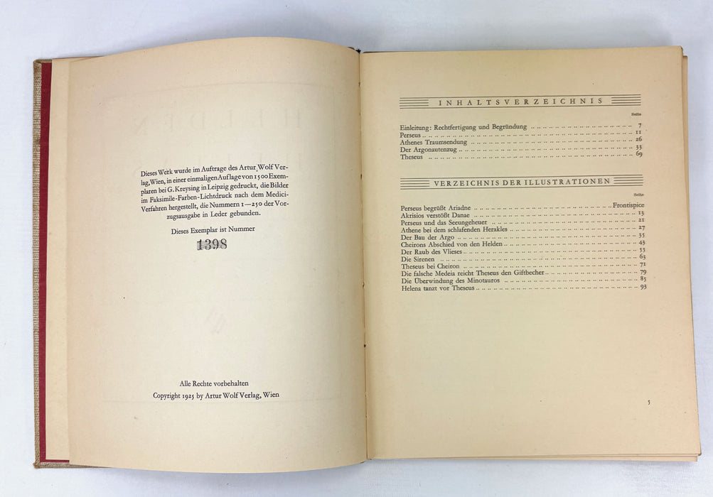 Helden Von Hellas den Griechischenn Sagen Nacherzahlt von Ernst Roenau, Mit 12 Faksimilebildern von W. Russel Flint, Vienna, 1925 numbered limited edition