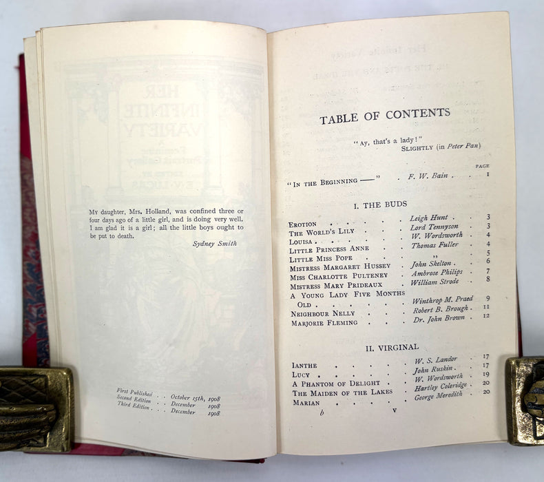 Her infinite Variety; A Feminine Portrait Gallery. Edited by E.V. Lucas, 1908. Bumpus binding.