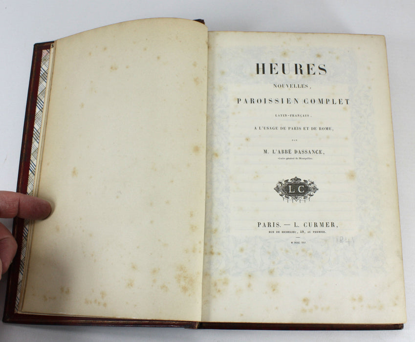 Heures Nouvelles, Paroissien Complet, M. Abbe Dassance, Paris, 1841