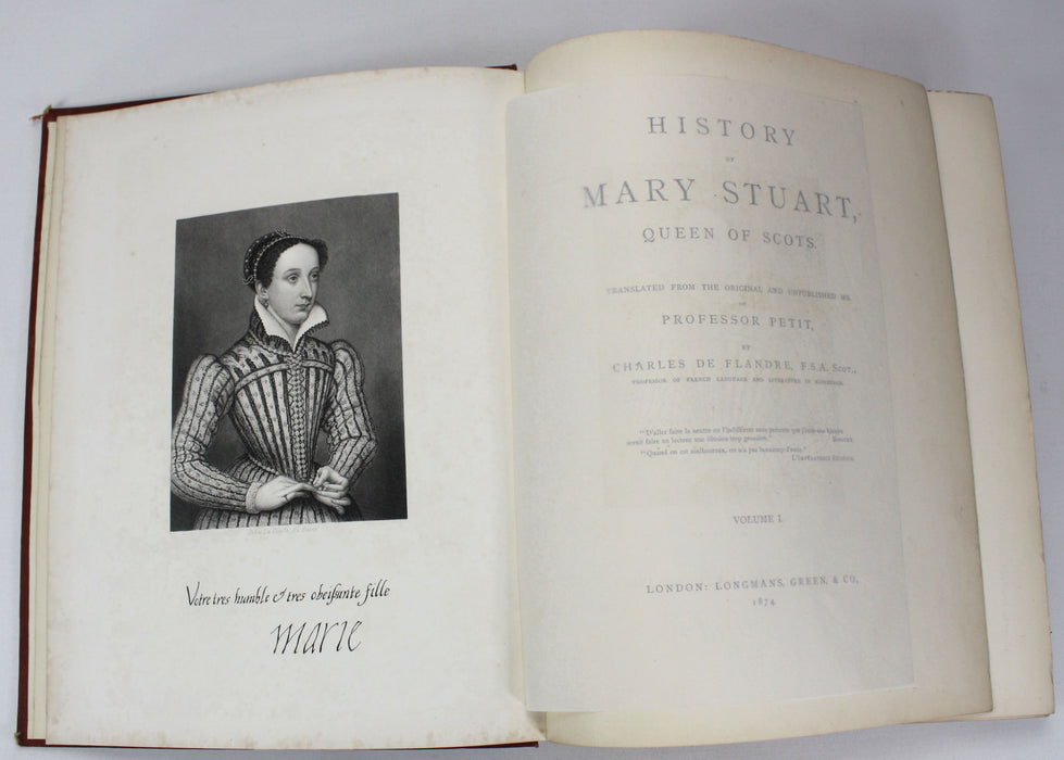 History of Mary Stuart, Queen of Scots, Professor Petit, Charles de Flandre, 2 Volume Set, 1874