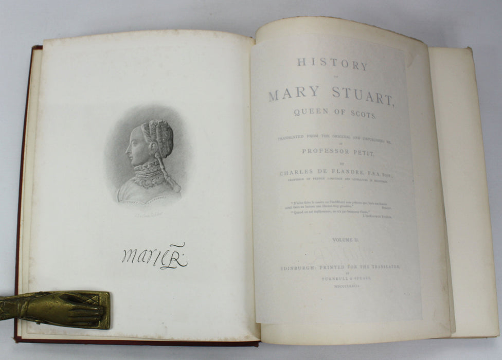 History of Mary Stuart, Queen of Scots, Professor Petit, Charles de Flandre, 2 Volume Set, 1874