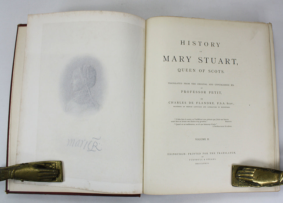 History of Mary Stuart, Queen of Scots, Professor Petit, Charles de Flandre, 2 Volume Set, 1874