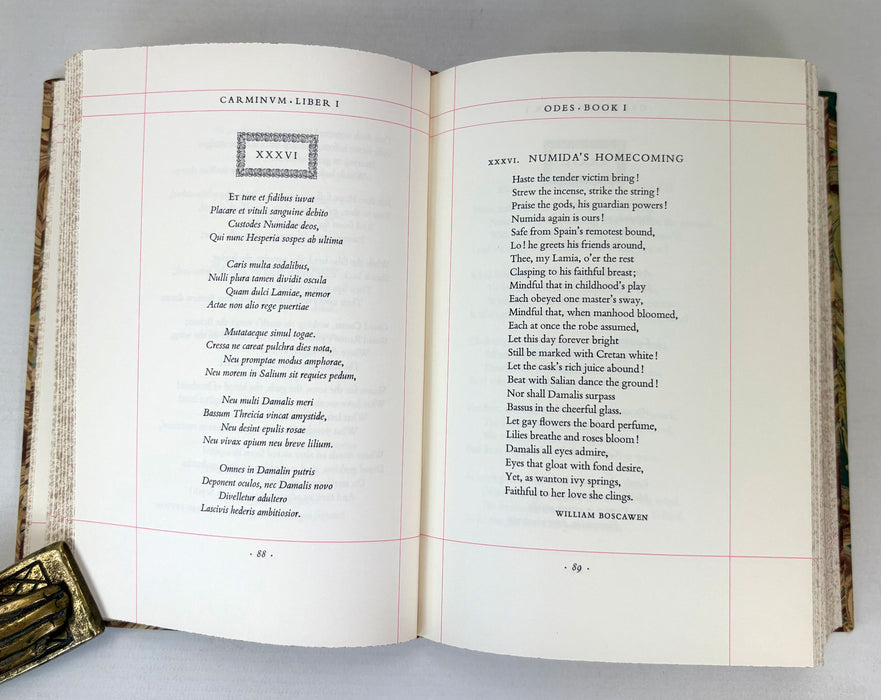 Horace. Odes and Epodes; in the Original Latin and in English Translations Selected and Edited with an Introduction by Louis Untermeyer. Accompanied by Reproductions of Pages from Earlier Editions. The Limited Editions Club.