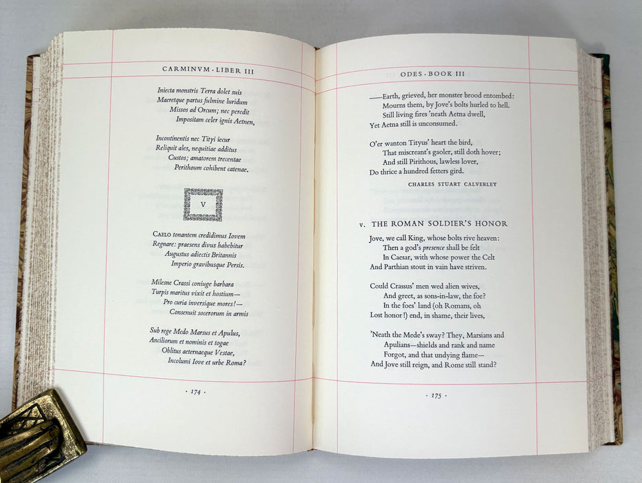 Horace. Odes and Epodes; in the Original Latin and in English Translations Selected and Edited with an Introduction by Louis Untermeyer. Accompanied by Reproductions of Pages from Earlier Editions. The Limited Editions Club.