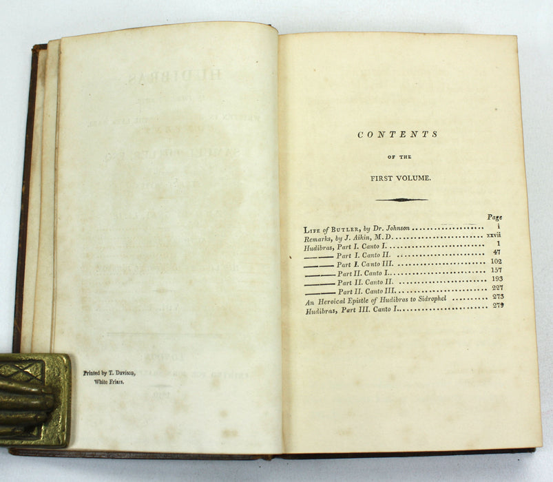 Hudibras in Three Parts, Samuel Butler, with notes by Zachary Grey. In 2 Volumes complete, 1810.