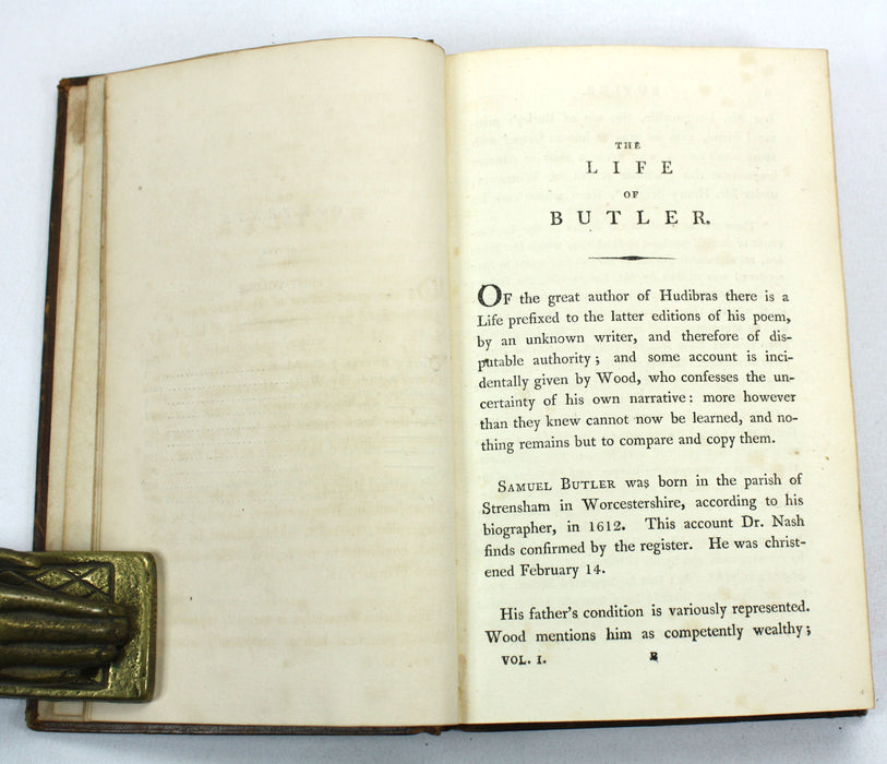 Hudibras in Three Parts, Samuel Butler, with notes by Zachary Grey. In 2 Volumes complete, 1810.