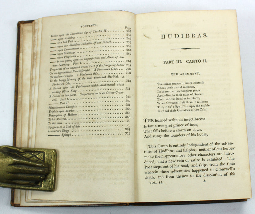 Hudibras in Three Parts, Samuel Butler, with notes by Zachary Grey. In 2 Volumes complete, 1810.