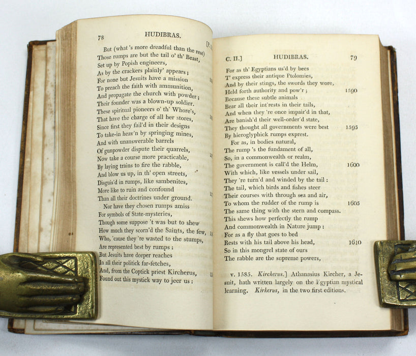 Hudibras in Three Parts, Samuel Butler, with notes by Zachary Grey. In 2 Volumes complete, 1810.