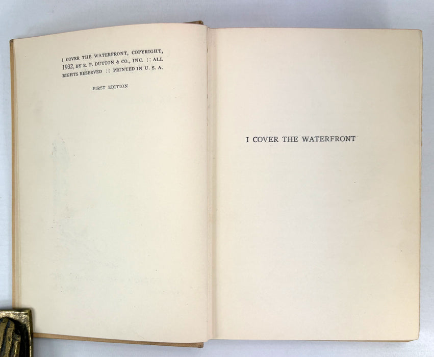 I Cover the Waterfront, by Max Miller, E.P. Dutton and Company, New York, 1932