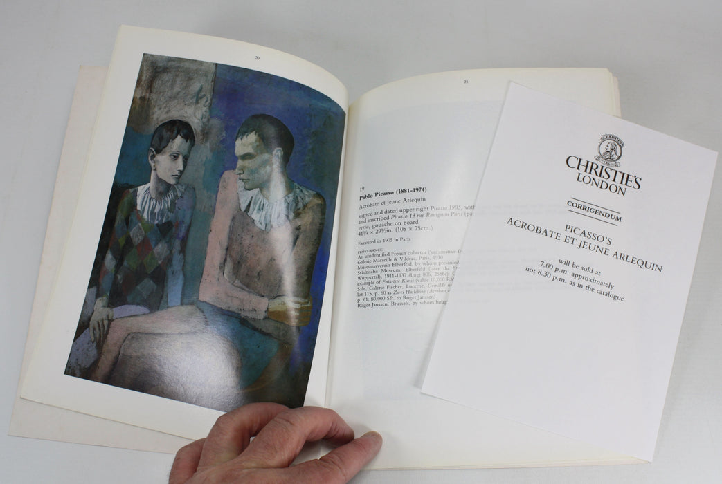 Christie's London; Picasso's Acrobate et Jeune Arlequin, 28 November 1988