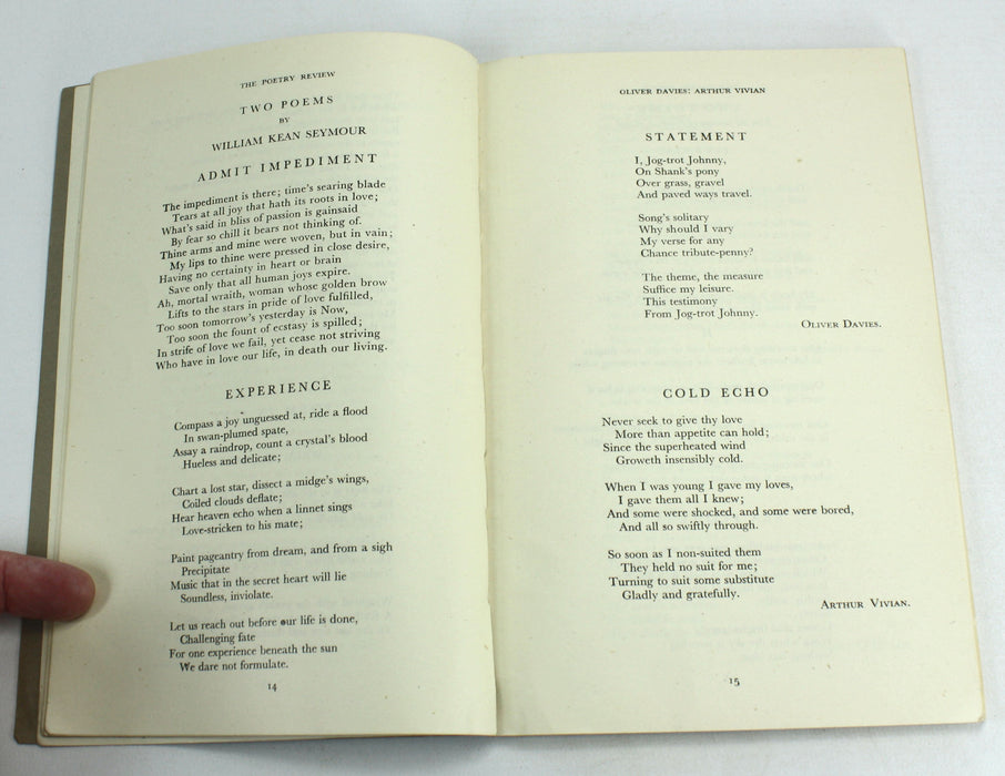 The Poetry Review, January-February 1948, Vol XXXIX, No. 1. Edited by Muriel Spark.