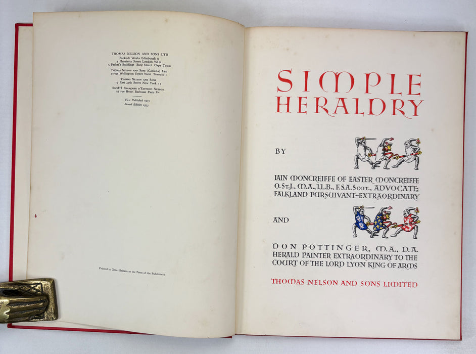 Iain Moncreiffe and Don Pottinger; Set of 3 of their 'Cheerfully Illustrated' series; Simple Heraldry, Simple Custom, and Blood Royal, 1953-1956