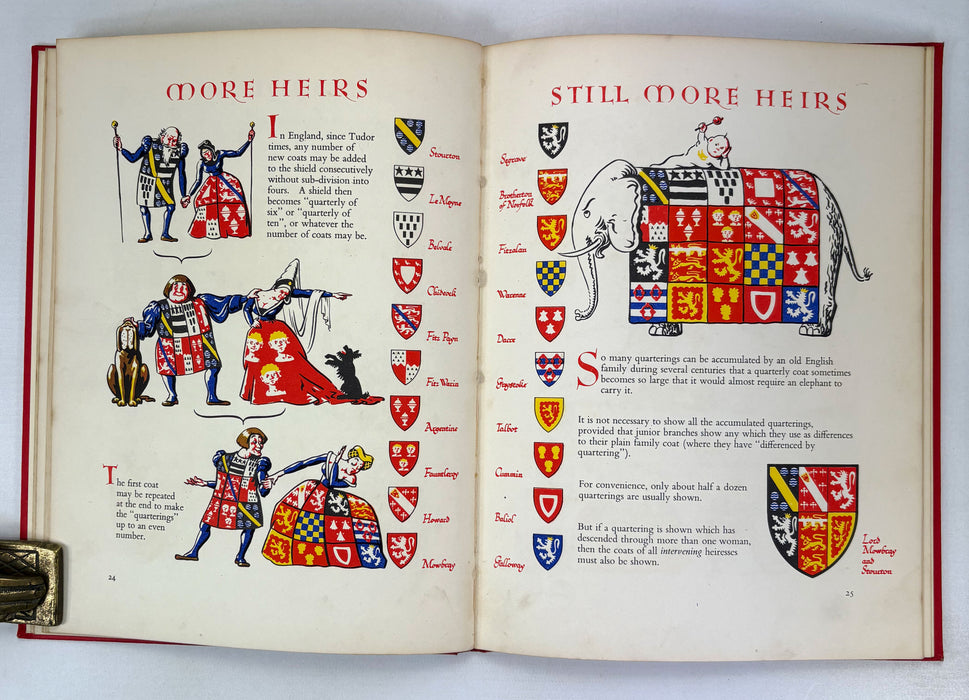 Iain Moncreiffe and Don Pottinger; Set of 3 of their 'Cheerfully Illustrated' series; Simple Heraldry, Simple Custom, and Blood Royal, 1953-1956